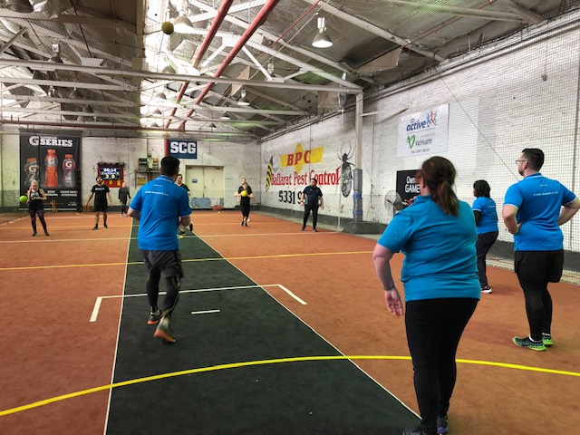 Relationship officers playing dodgeball at VTG
